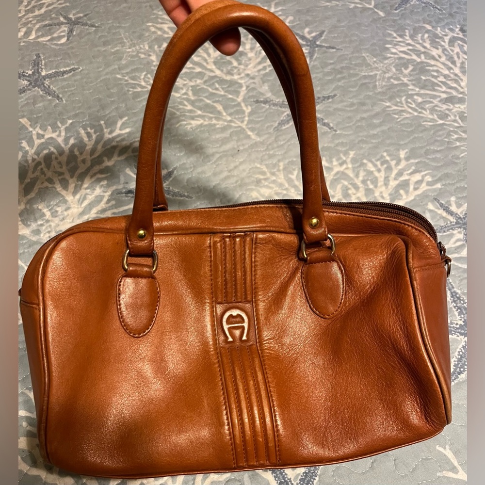 Vintage Etienne Aigner Cognac Bowling Bag
